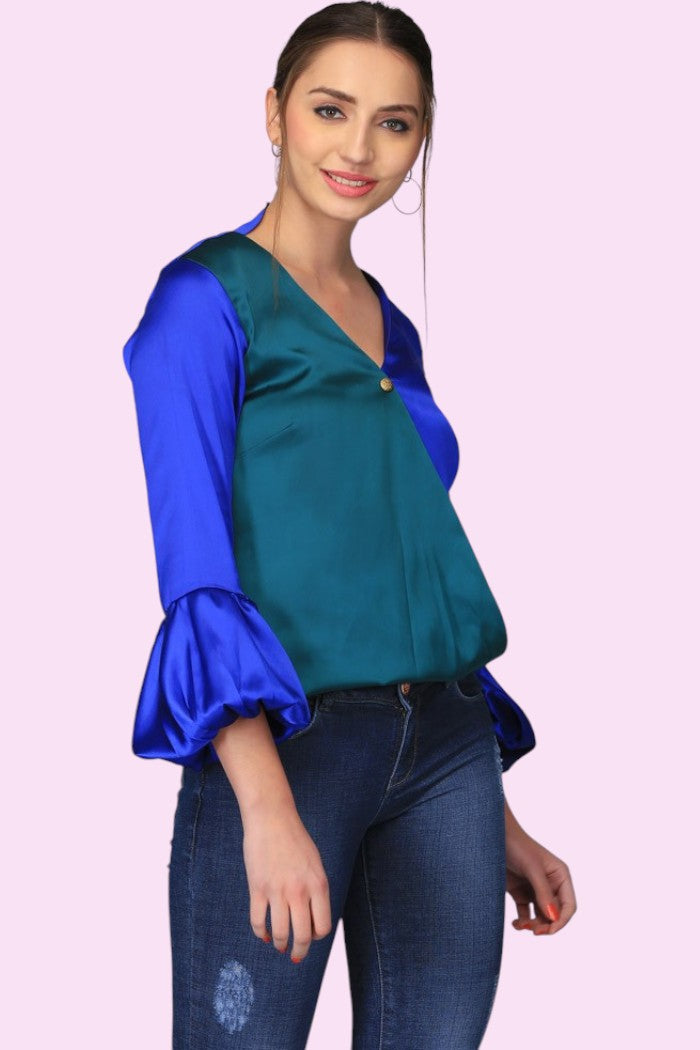 Multicolour V-Neck Top for Women