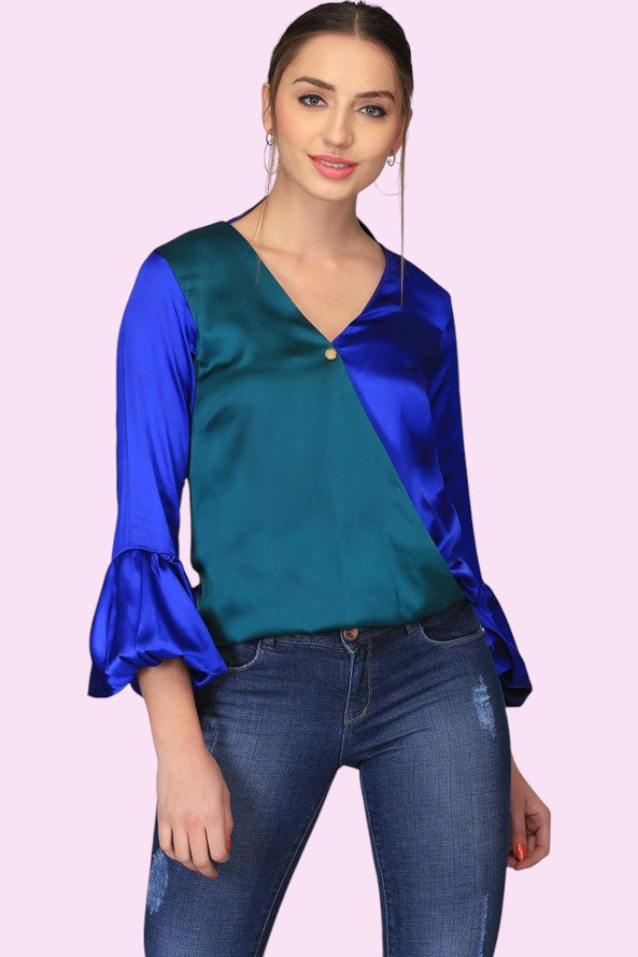 Multicolour V-Neck Top for Women