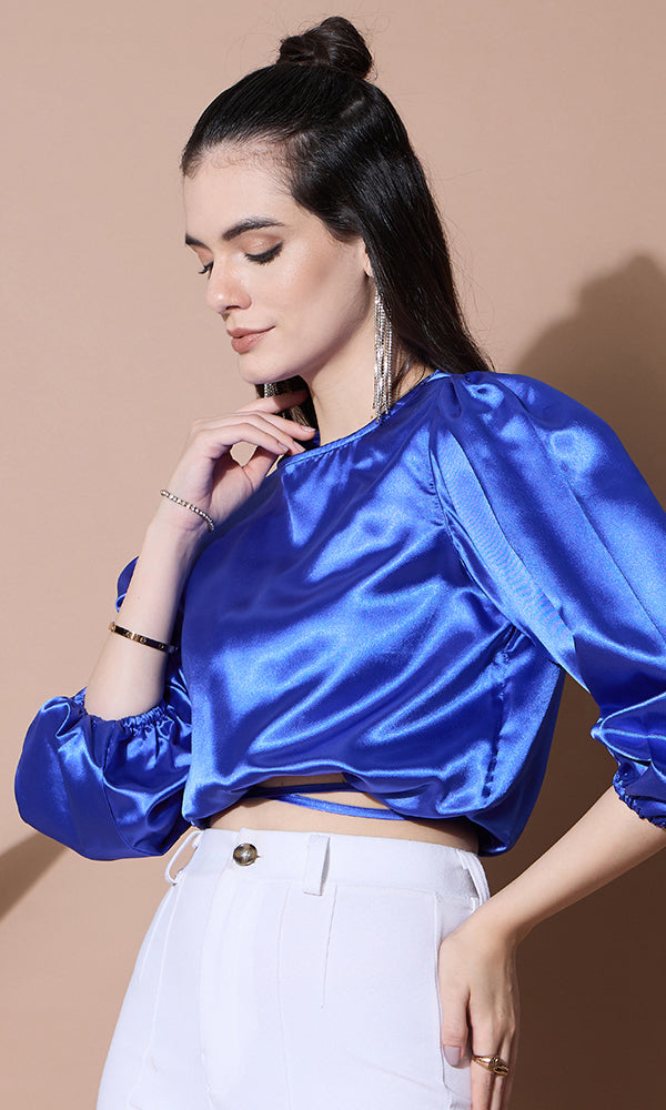 SAPPHIRE SILK SATIN TOP FOR WOMEN