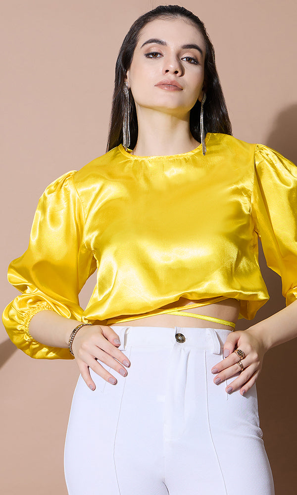 DESIGNER GOLDEN SATIN TOP FOR WOMEN