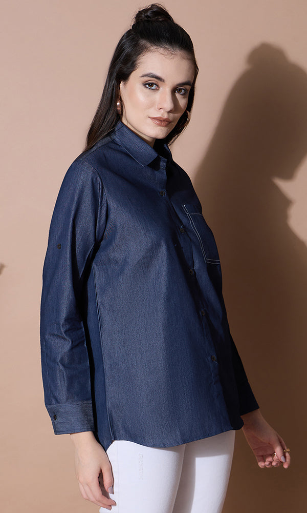 BLUE DENIM DIVA SHIRT FOR WOMEN