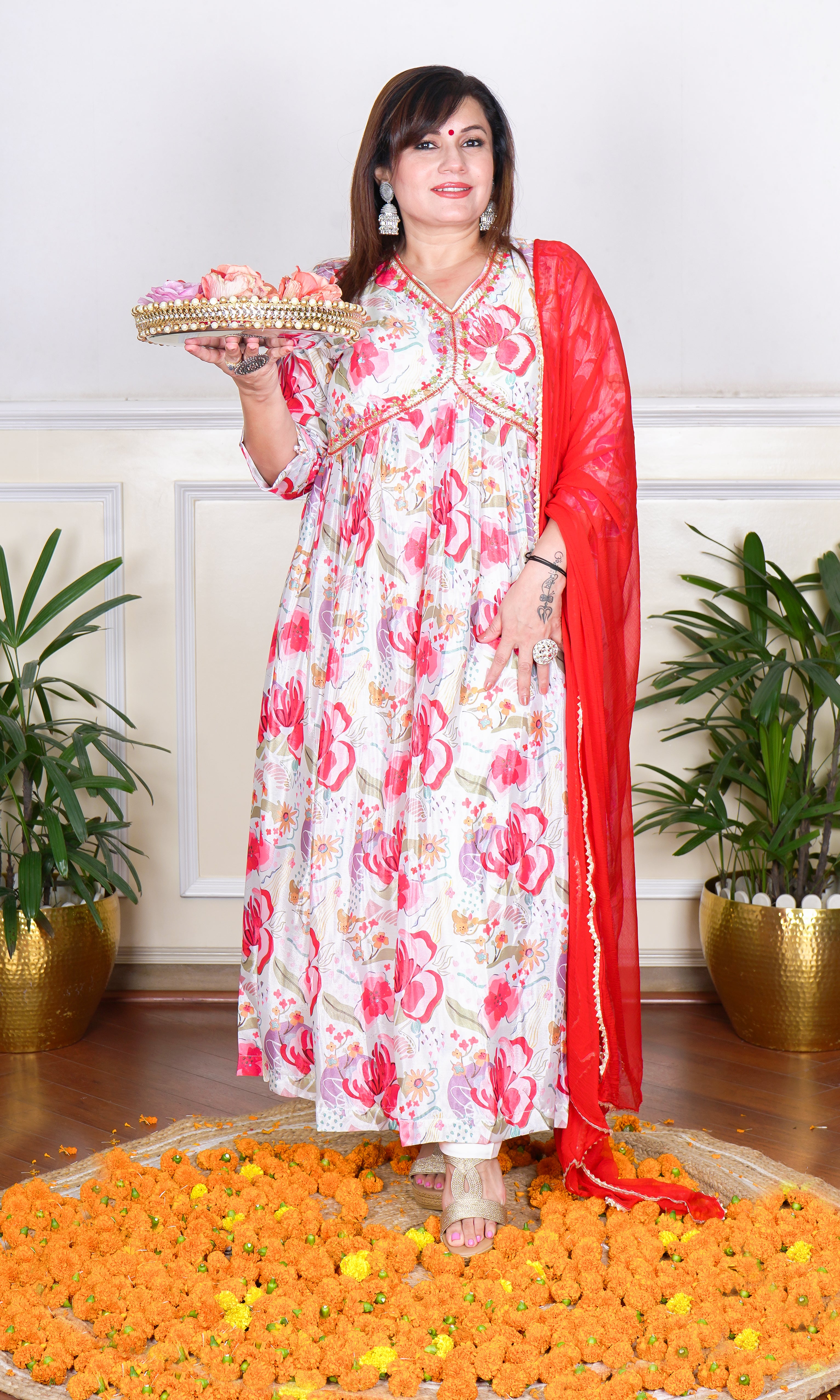 MULTICOLOUR FLORAL PRINTED KURTA FOR WOMEN