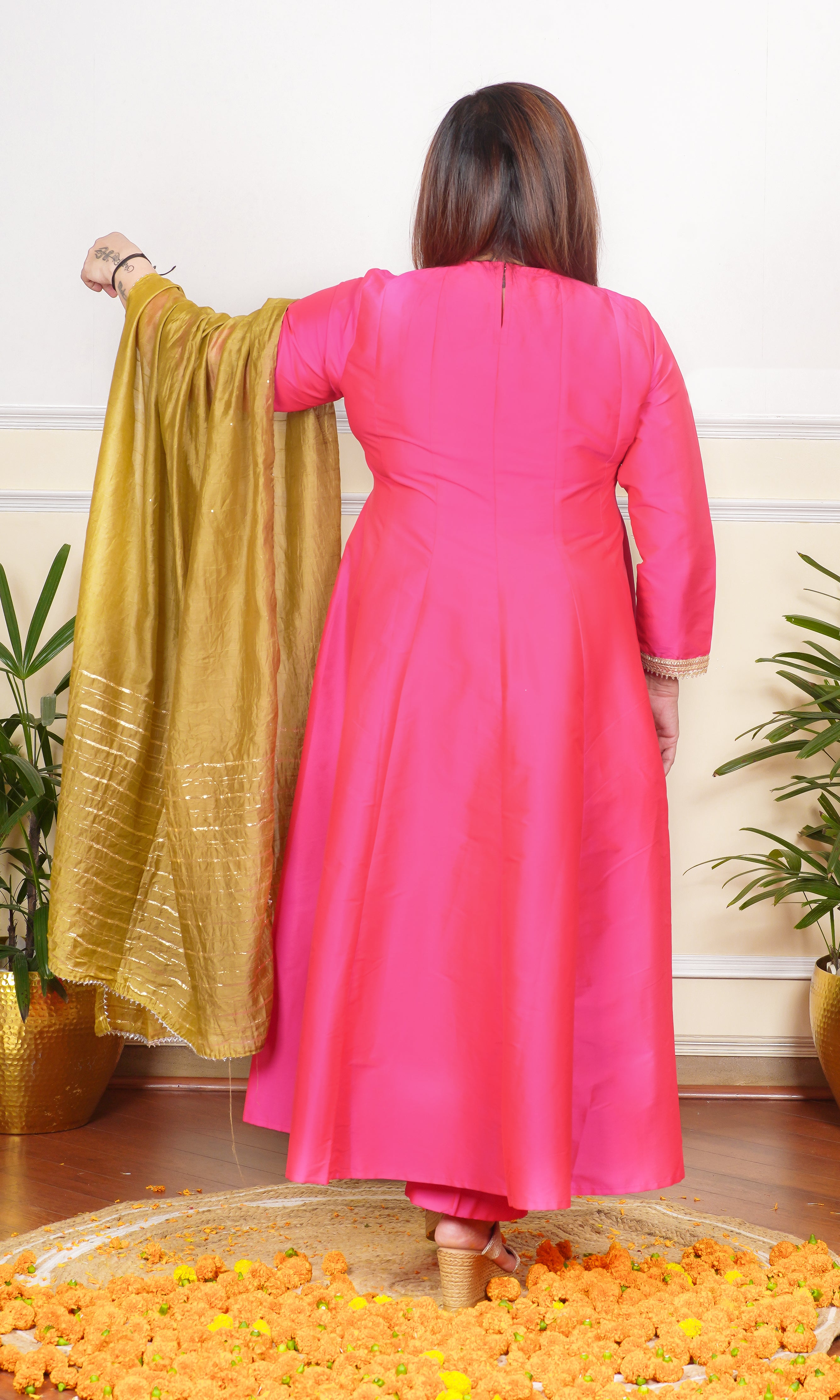 PINK KALIDAAR KURTA WITH PANTS AND DUPATTA