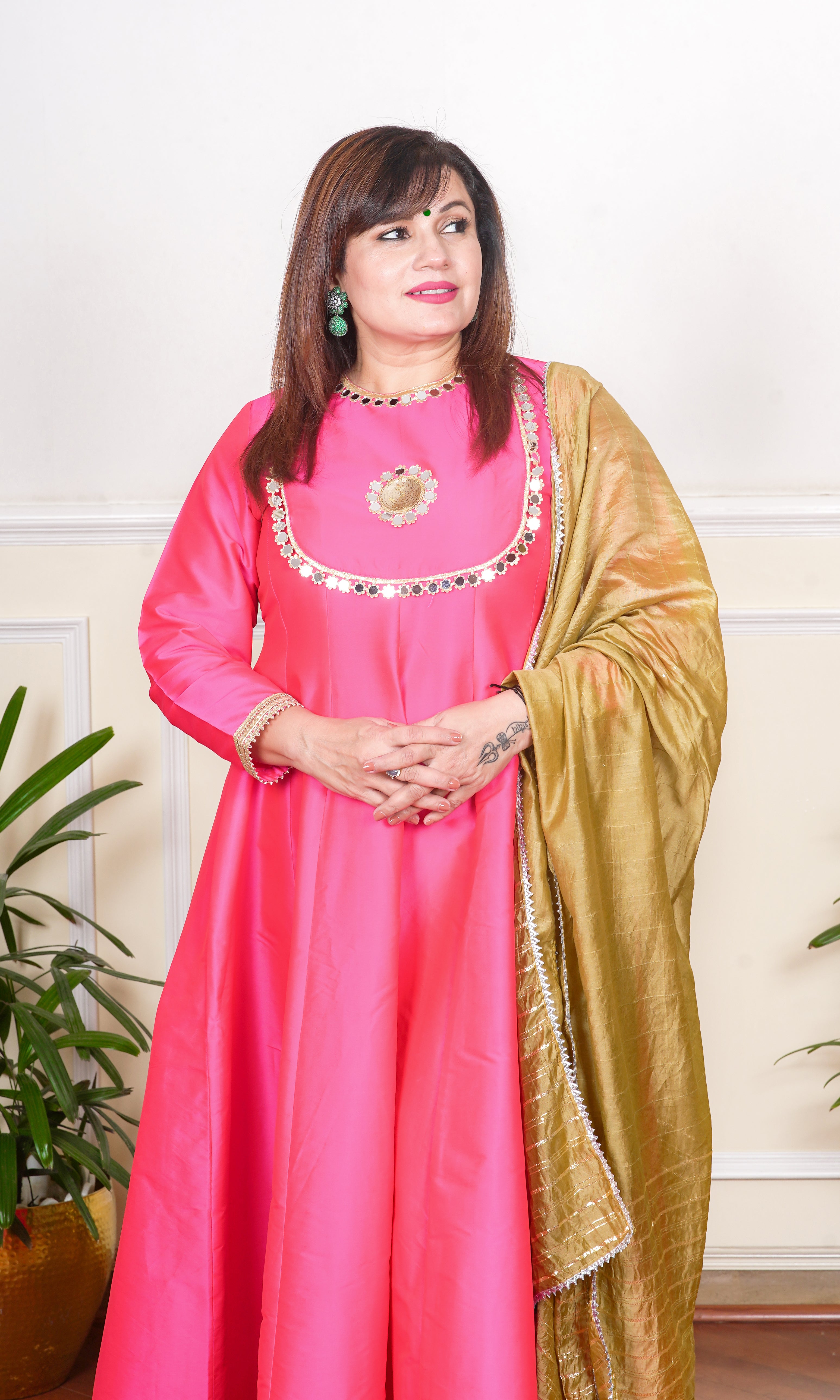 PINK KALIDAAR KURTA WITH PANTS AND DUPATTA