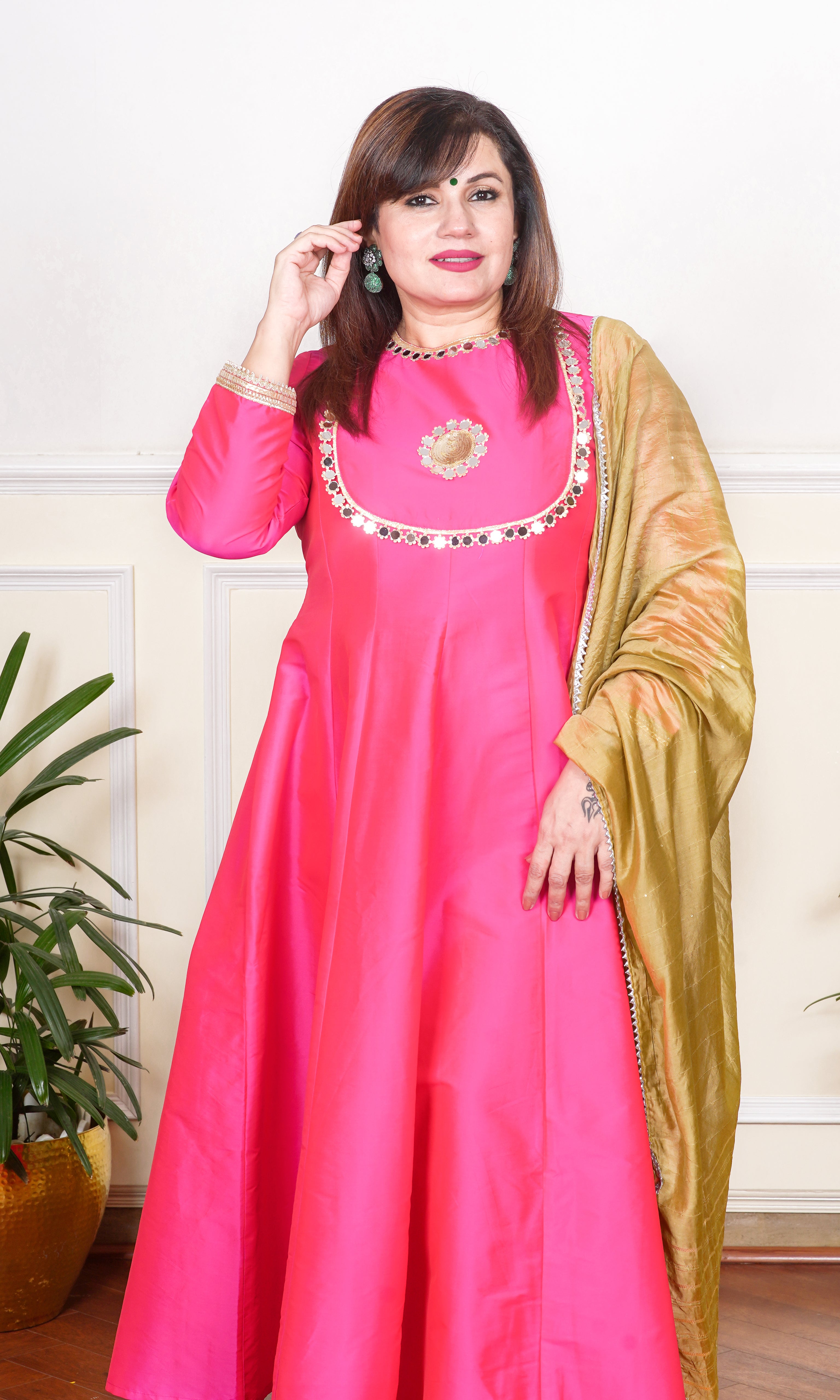 PINK KALIDAAR KURTA WITH PANTS AND DUPATTA