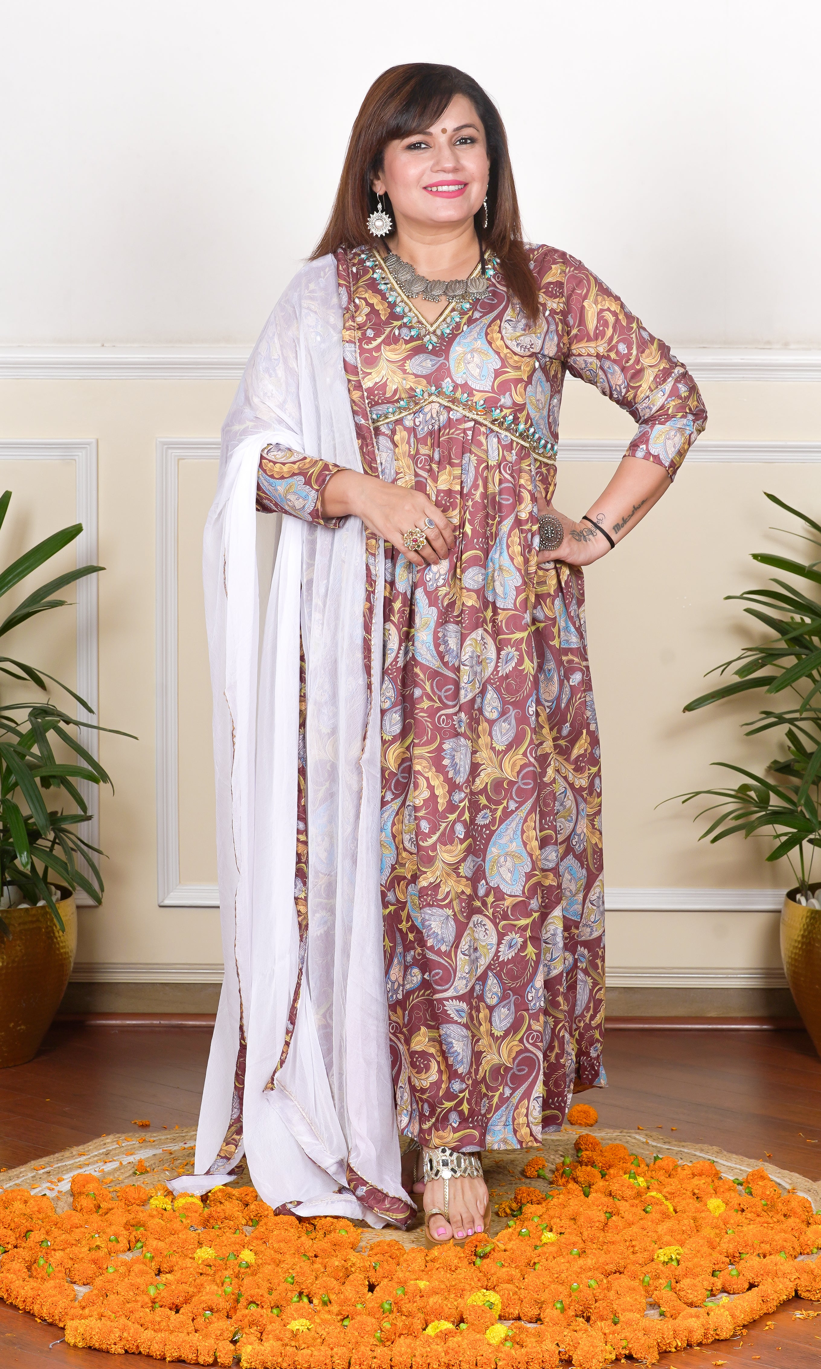 MULTICOLOURED PRINTED KURTA SET FOR WOMEN