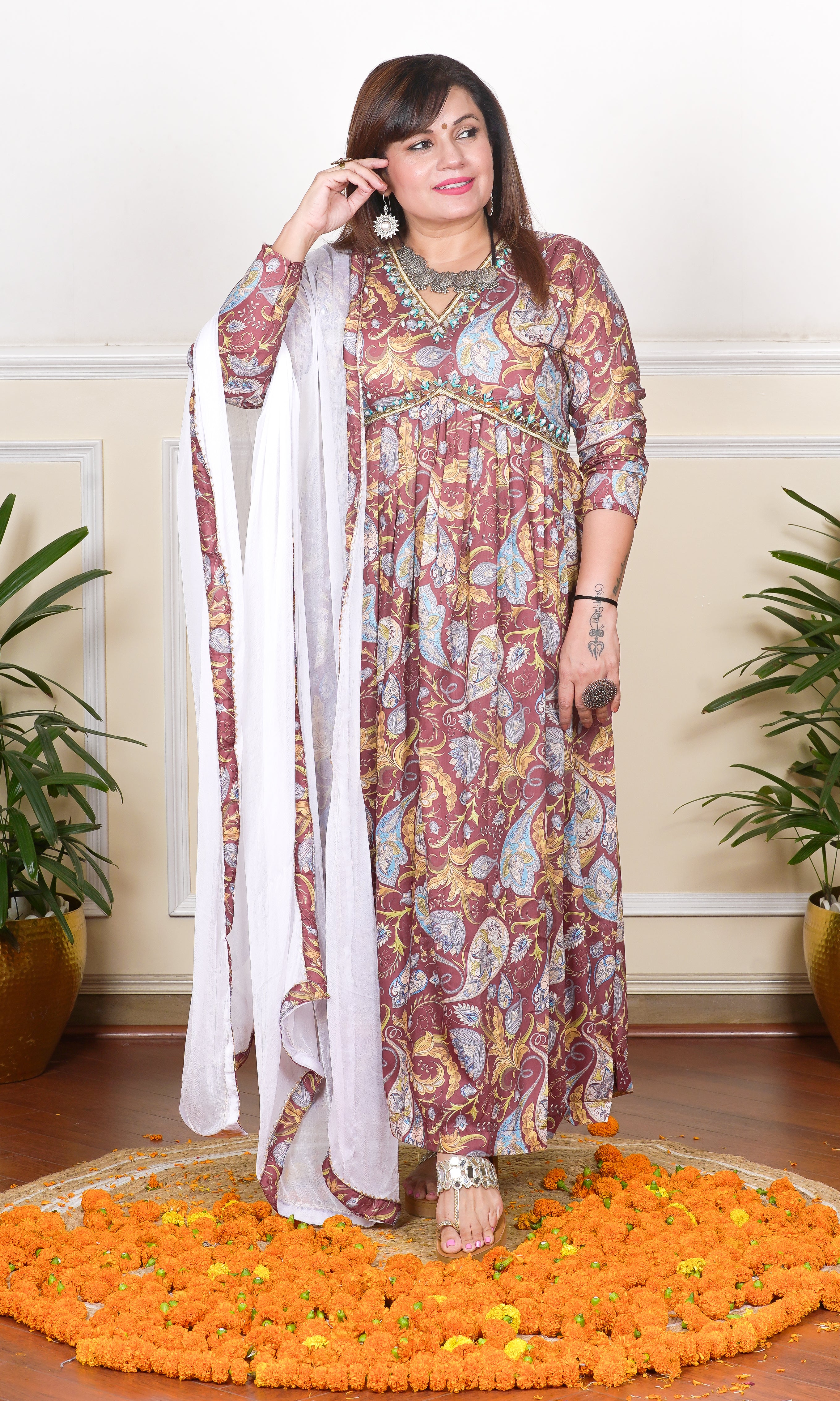 MULTICOLOURED PRINTED KURTA SET FOR WOMEN