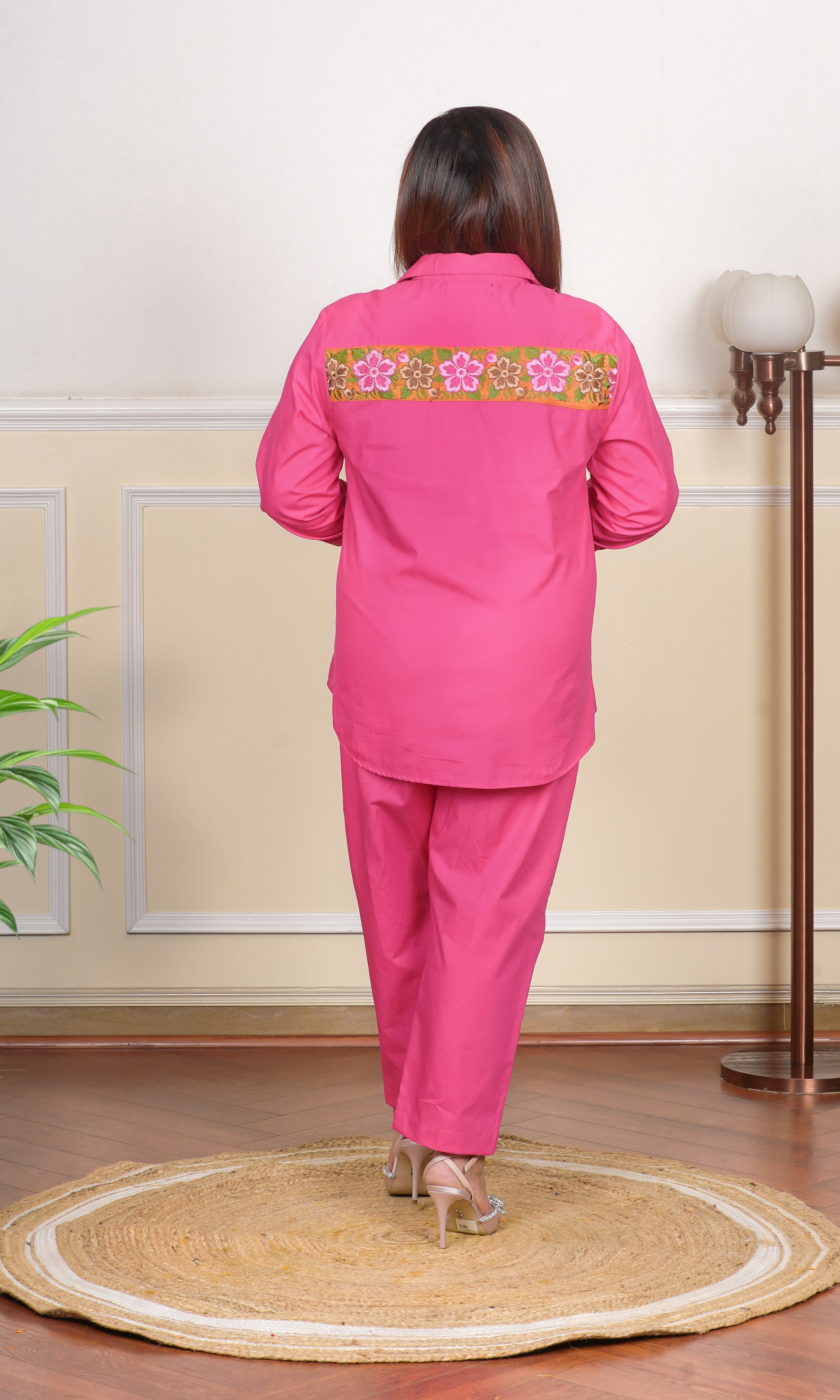 HOT PINK EMBROIDERED COORD SET FOR WOMEN