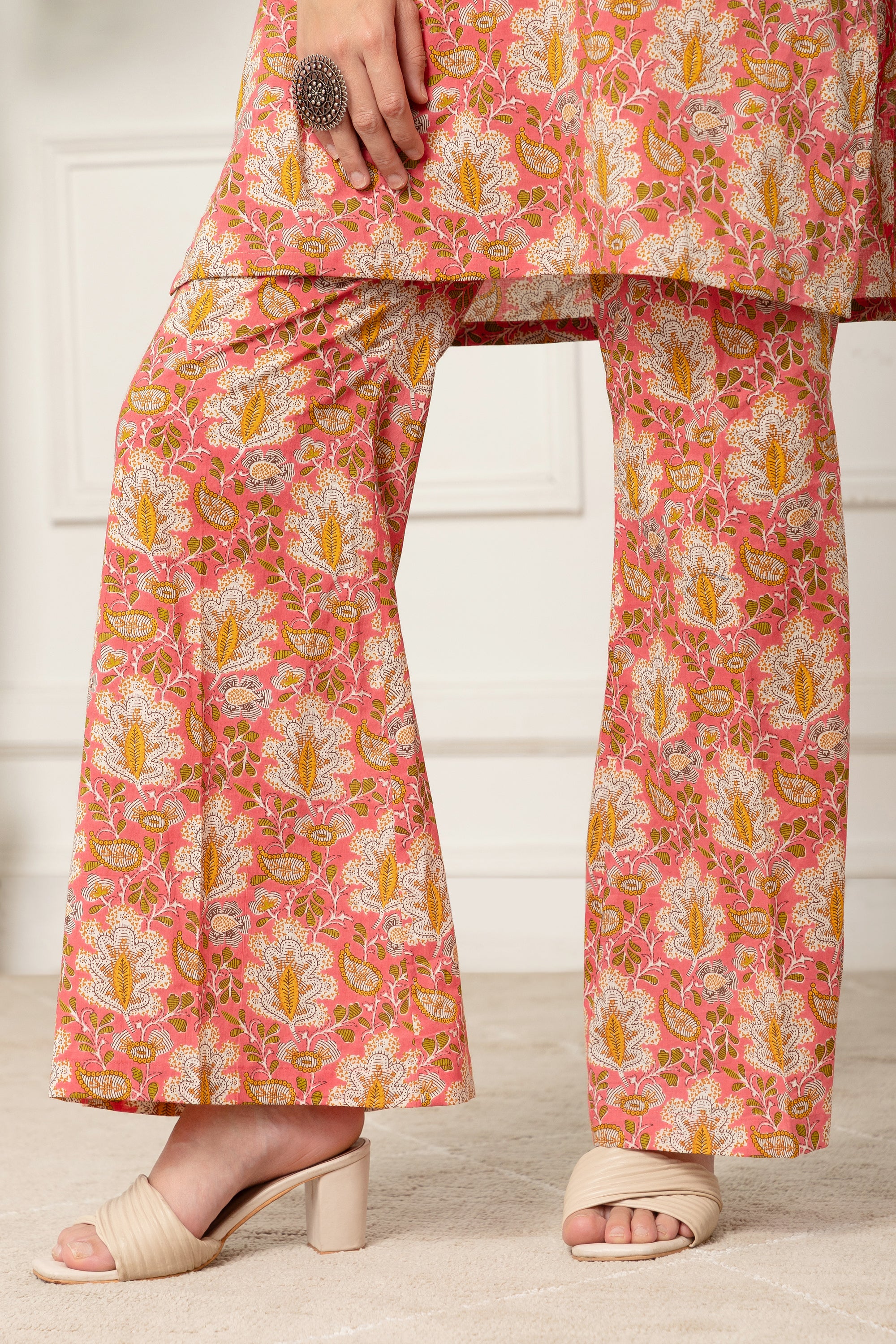 FLORAL PRINTED PEACH COORD SET FOR WOMEN