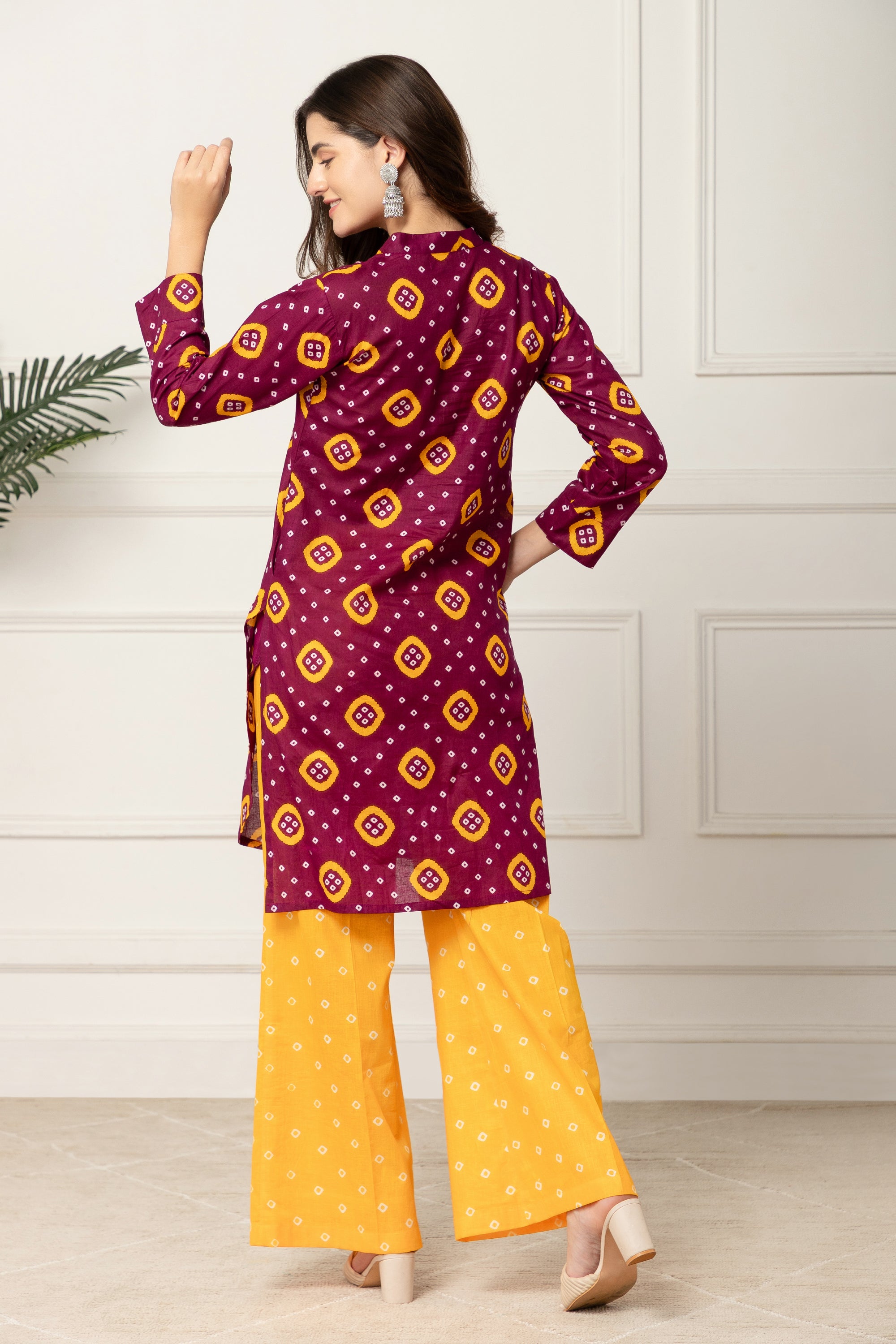 Maroon Bandhani Printed Coord Set For Women