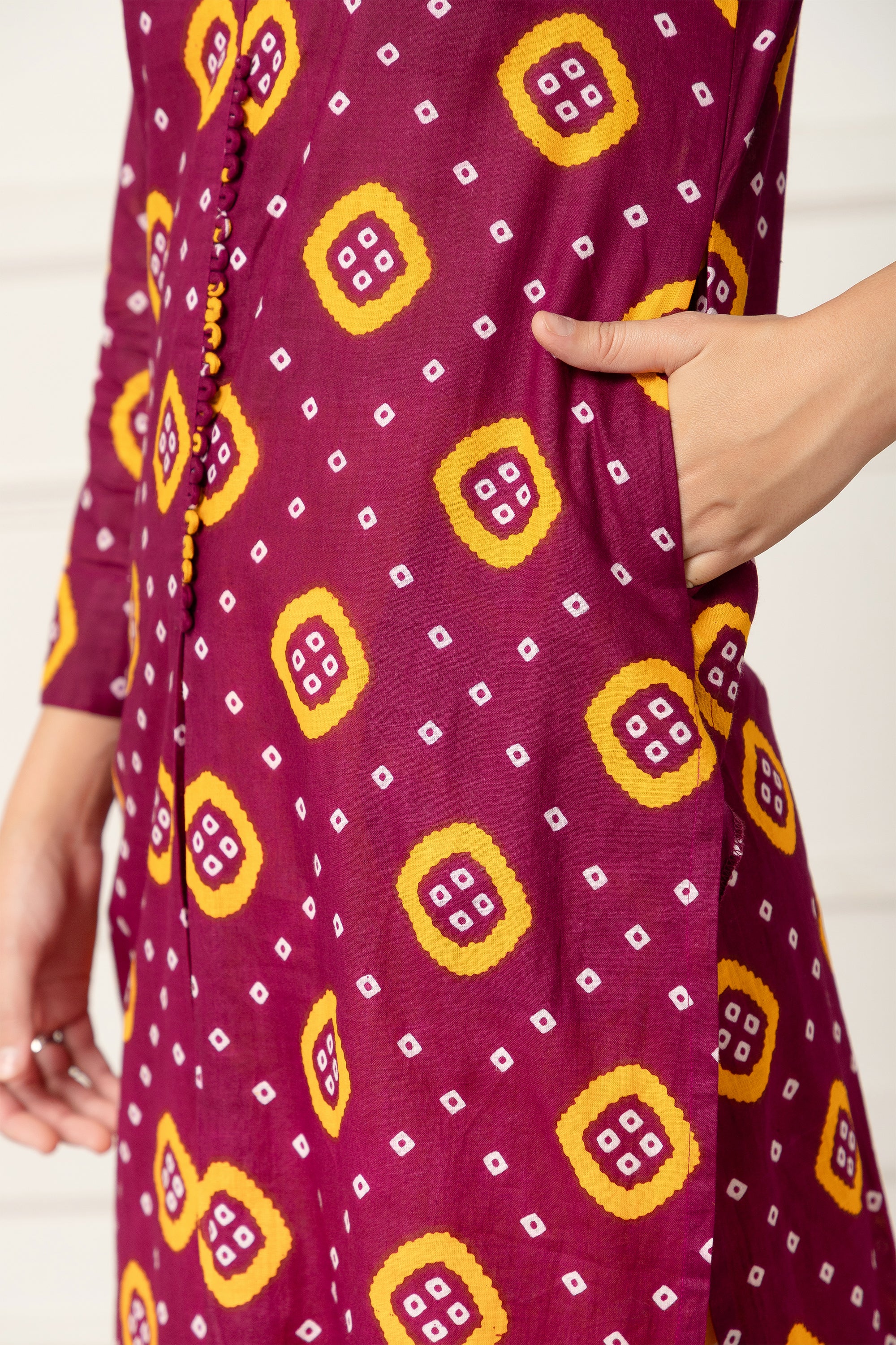 Maroon Bandhani Printed Coord Set For Women