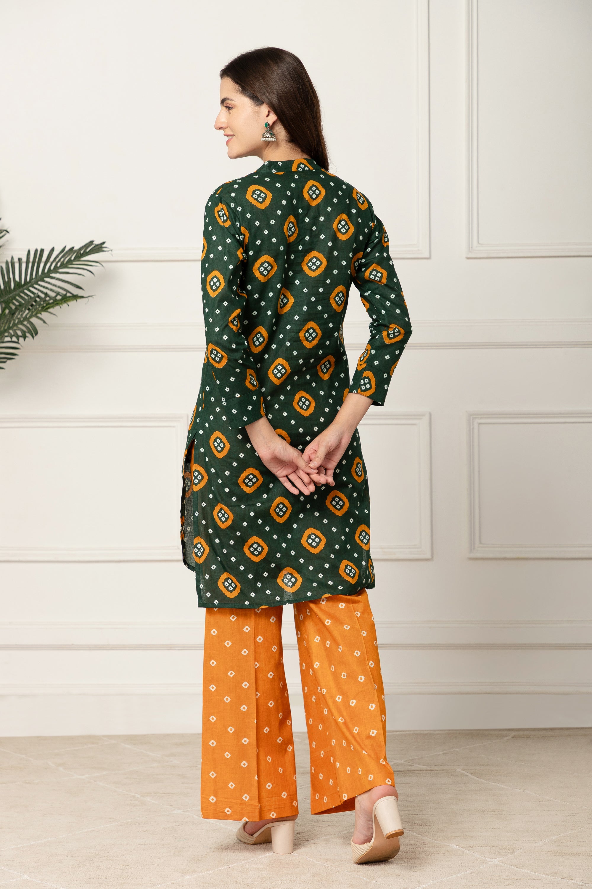 GREEN BANDHANI PRINTED COORD SET FOR WOMEN