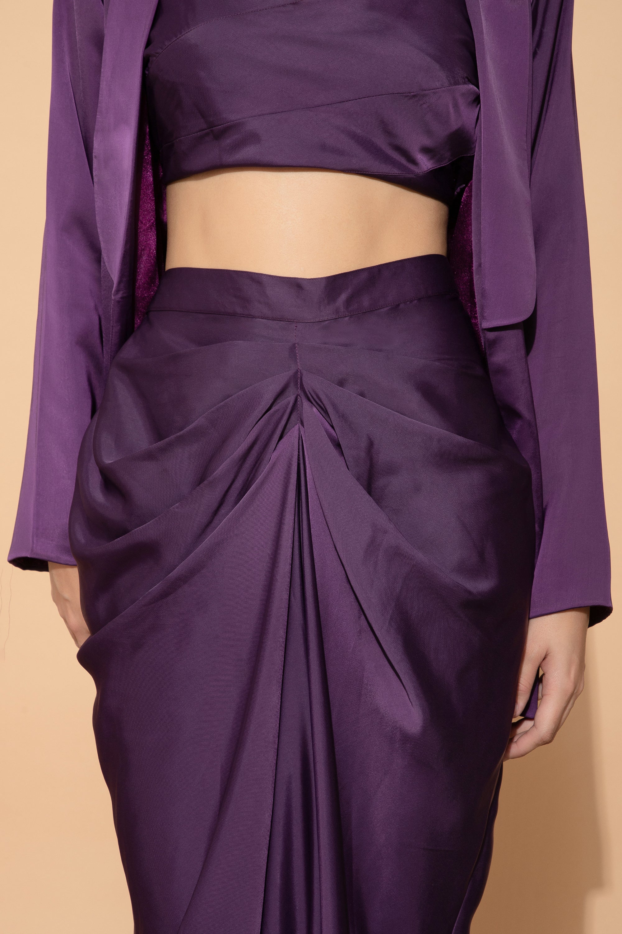 Royal Amethyst Blazer With Top & Skirt Coord For Women