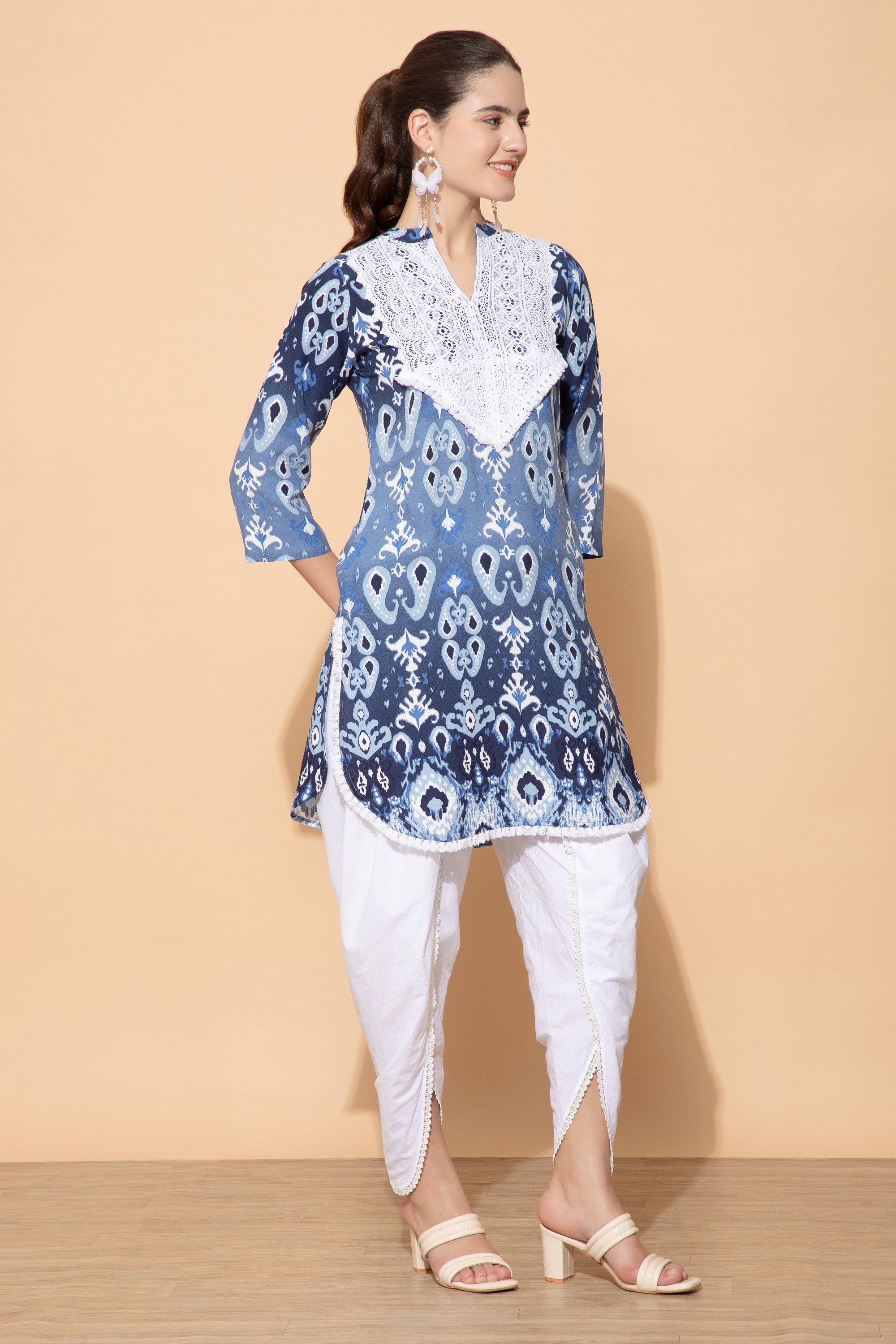 Printed Blue Cotton Coord set For Women