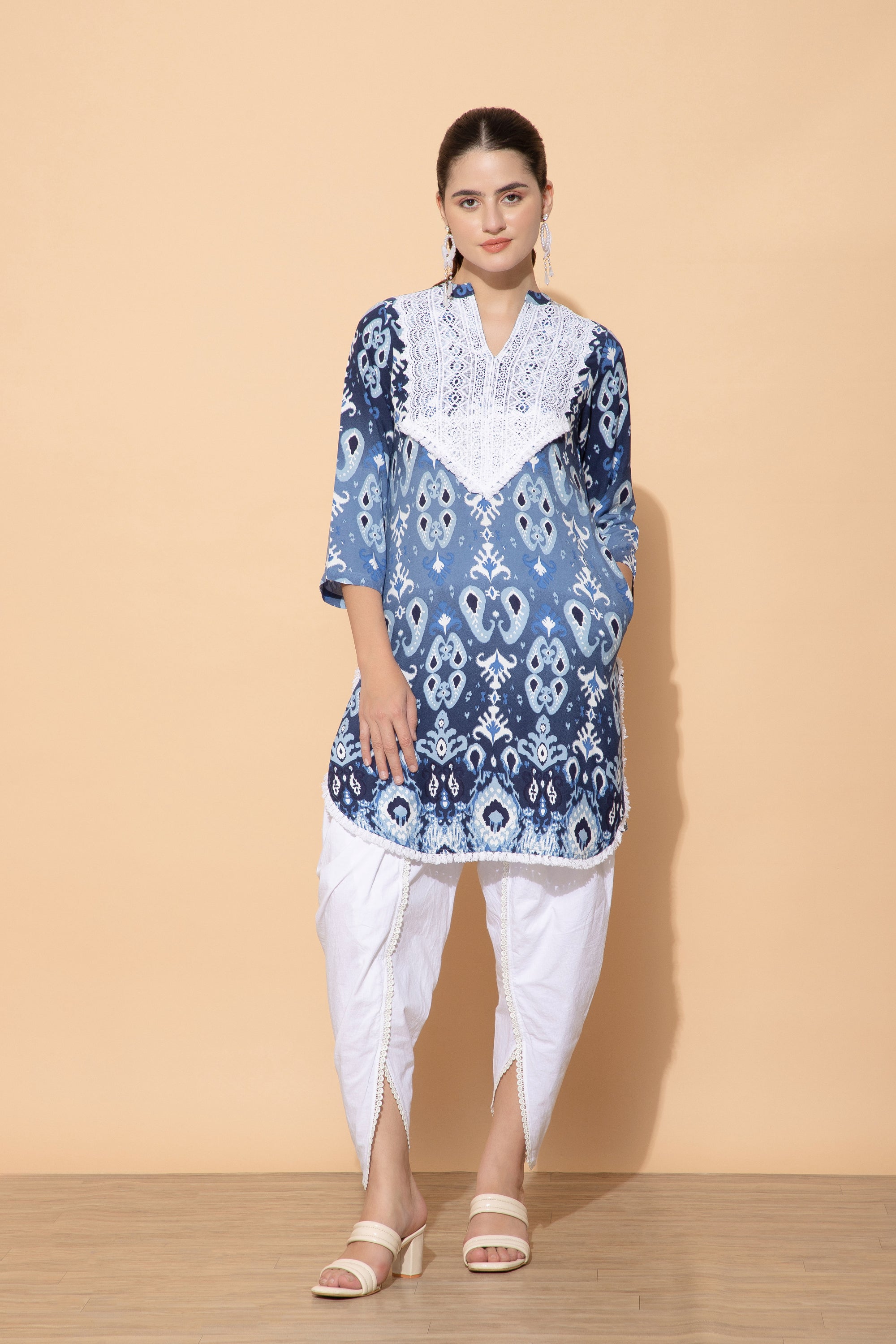 Printed Blue Cotton Coord set For Women