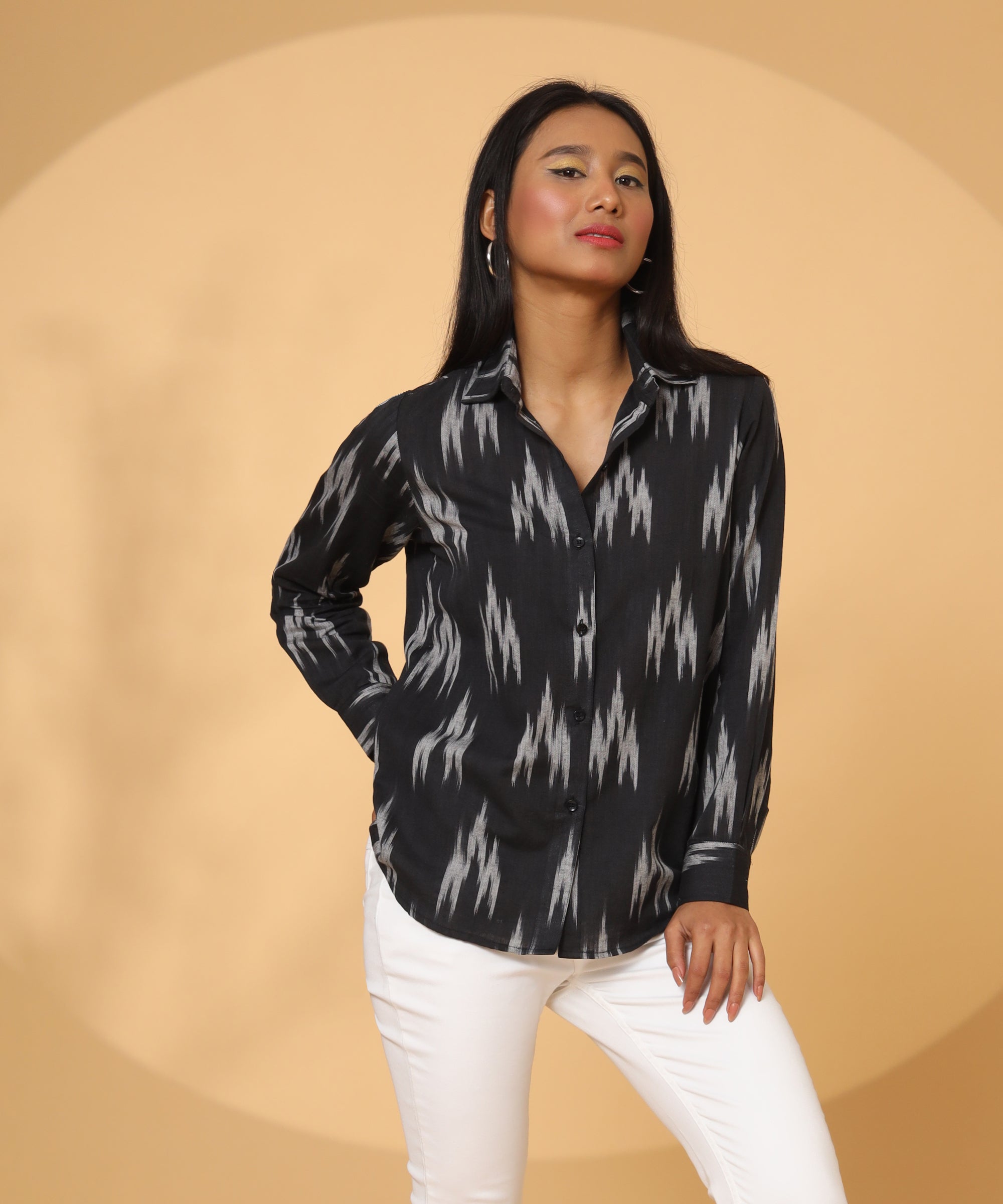 I AM JOY IKAT FULL SLEEVE SHIRT FOR WOMEN