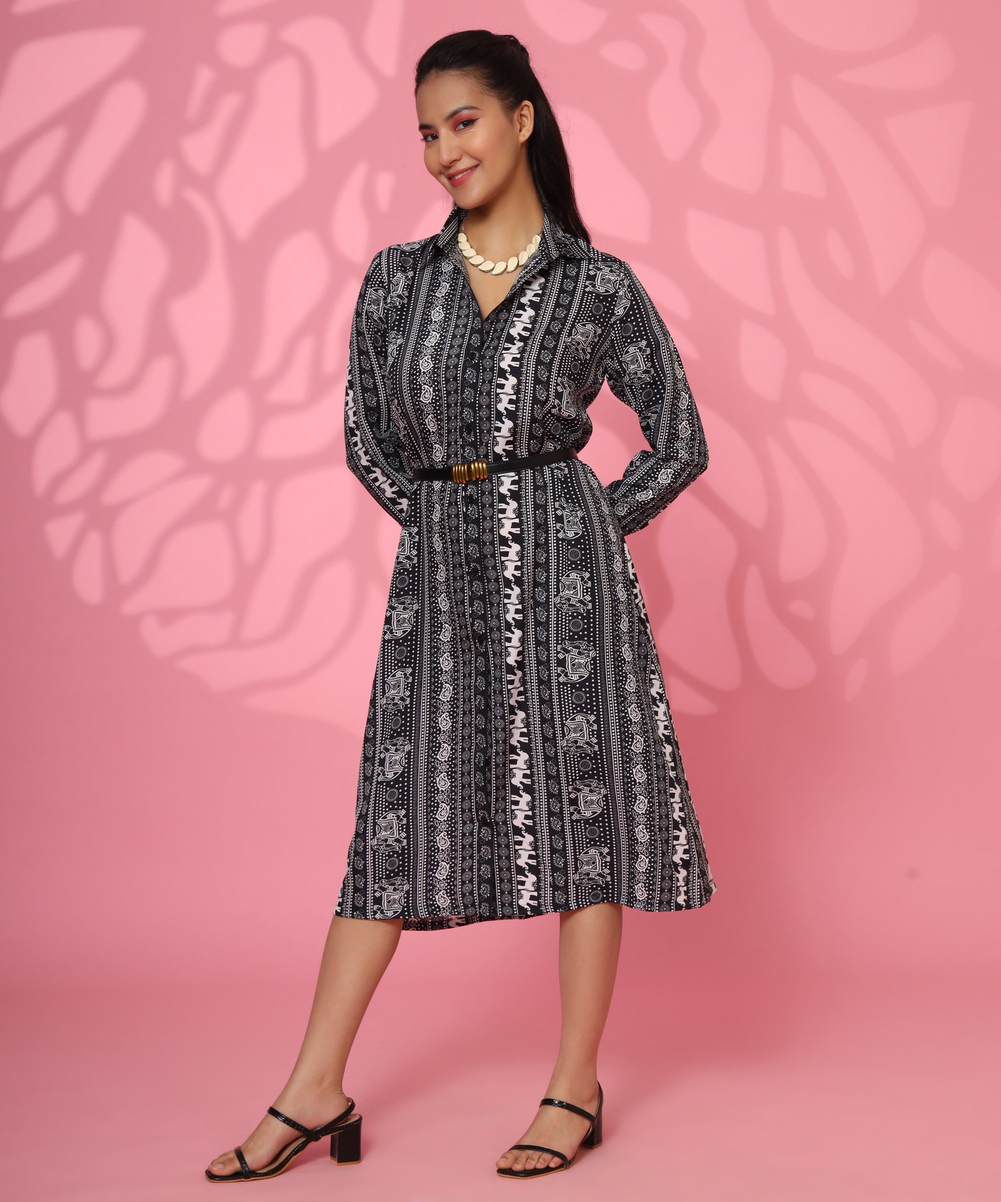 I AM RESILIENT PRINTED CREPE KNEE-LENGTH DRESS FOR WOMEN