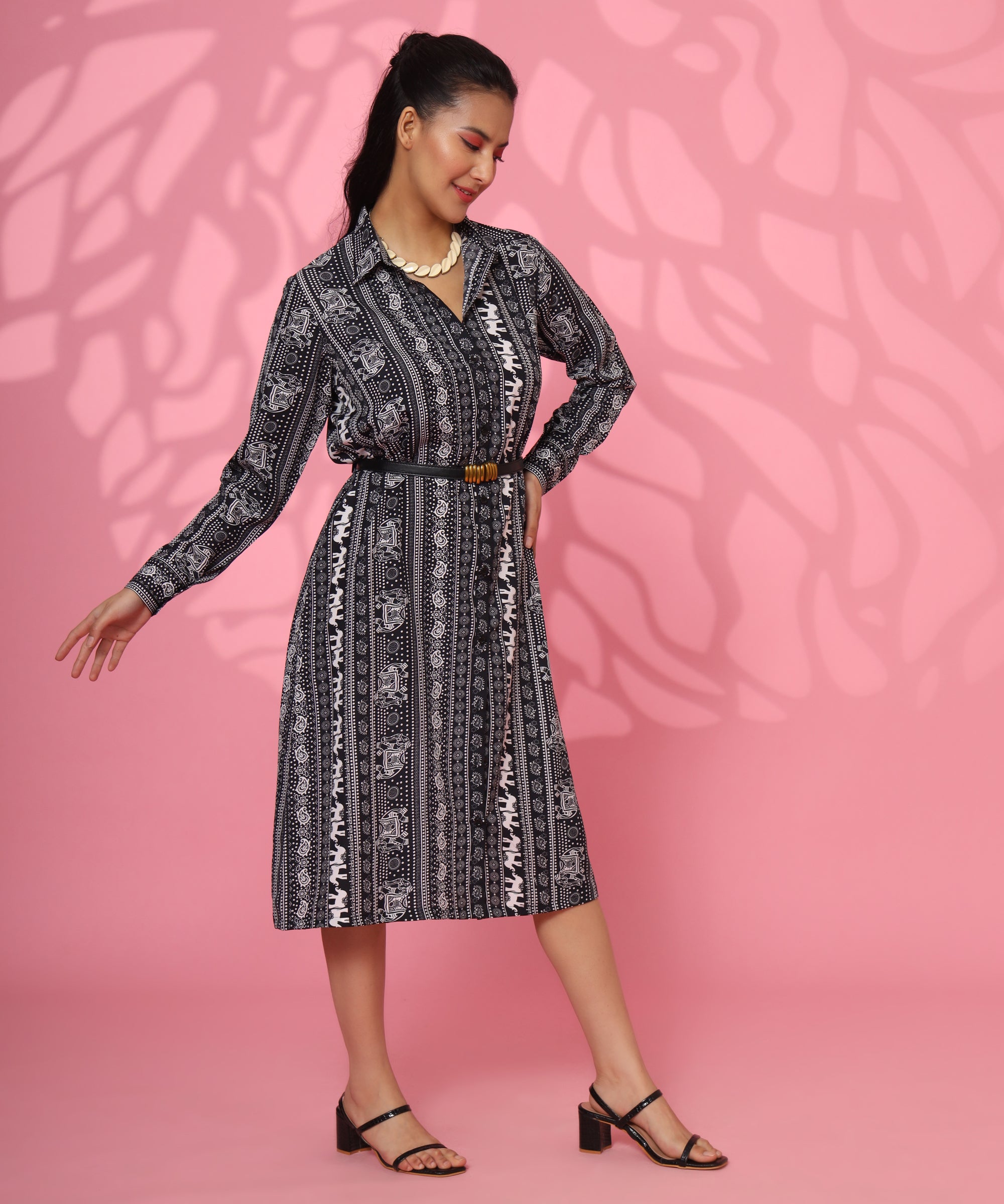 I AM RESILIENT PRINTED CREPE KNEE-LENGTH DRESS FOR WOMEN