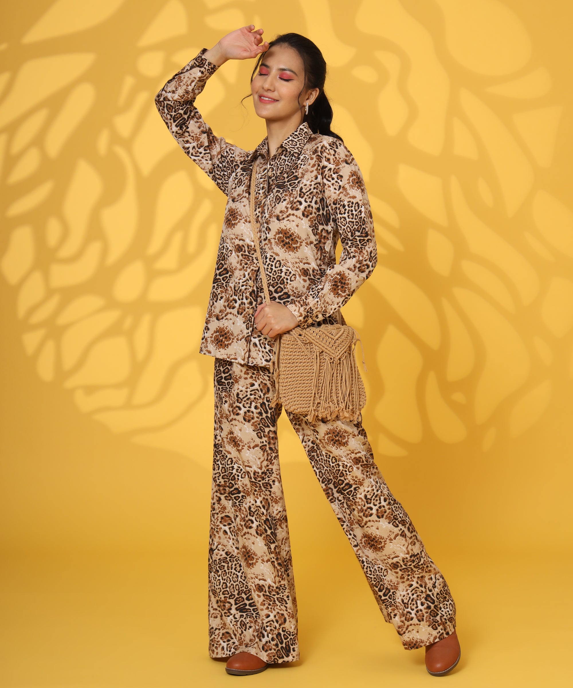 BEIGE PRINTED COORD SET FOR WOMEN