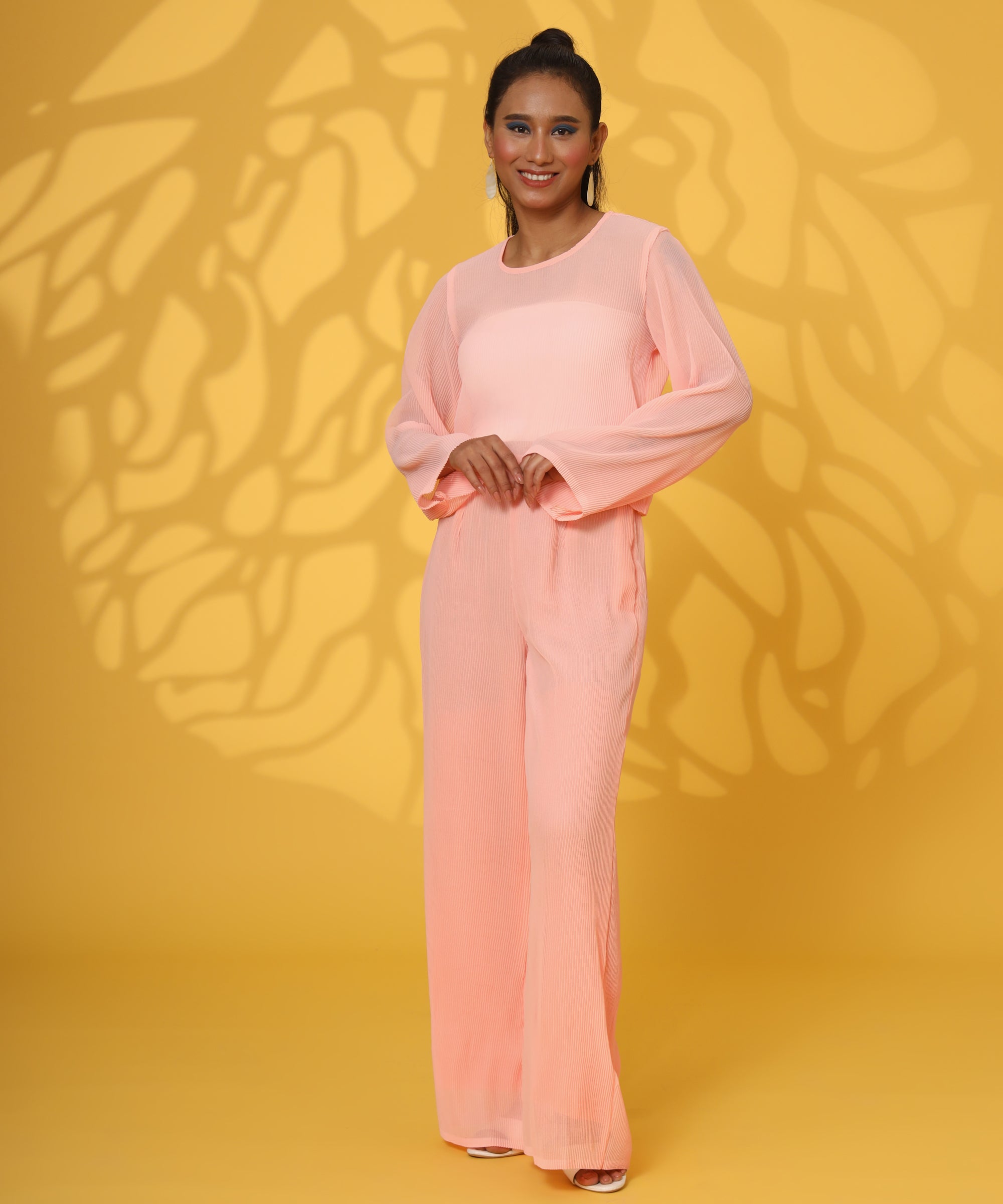 ROUND NECK PINK COORD SET FOR WOMEN