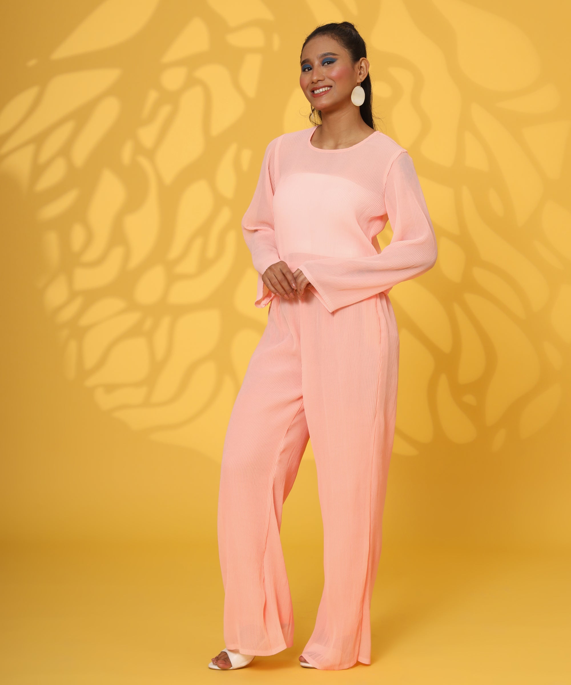 ROUND NECK PINK COORD SET FOR WOMEN