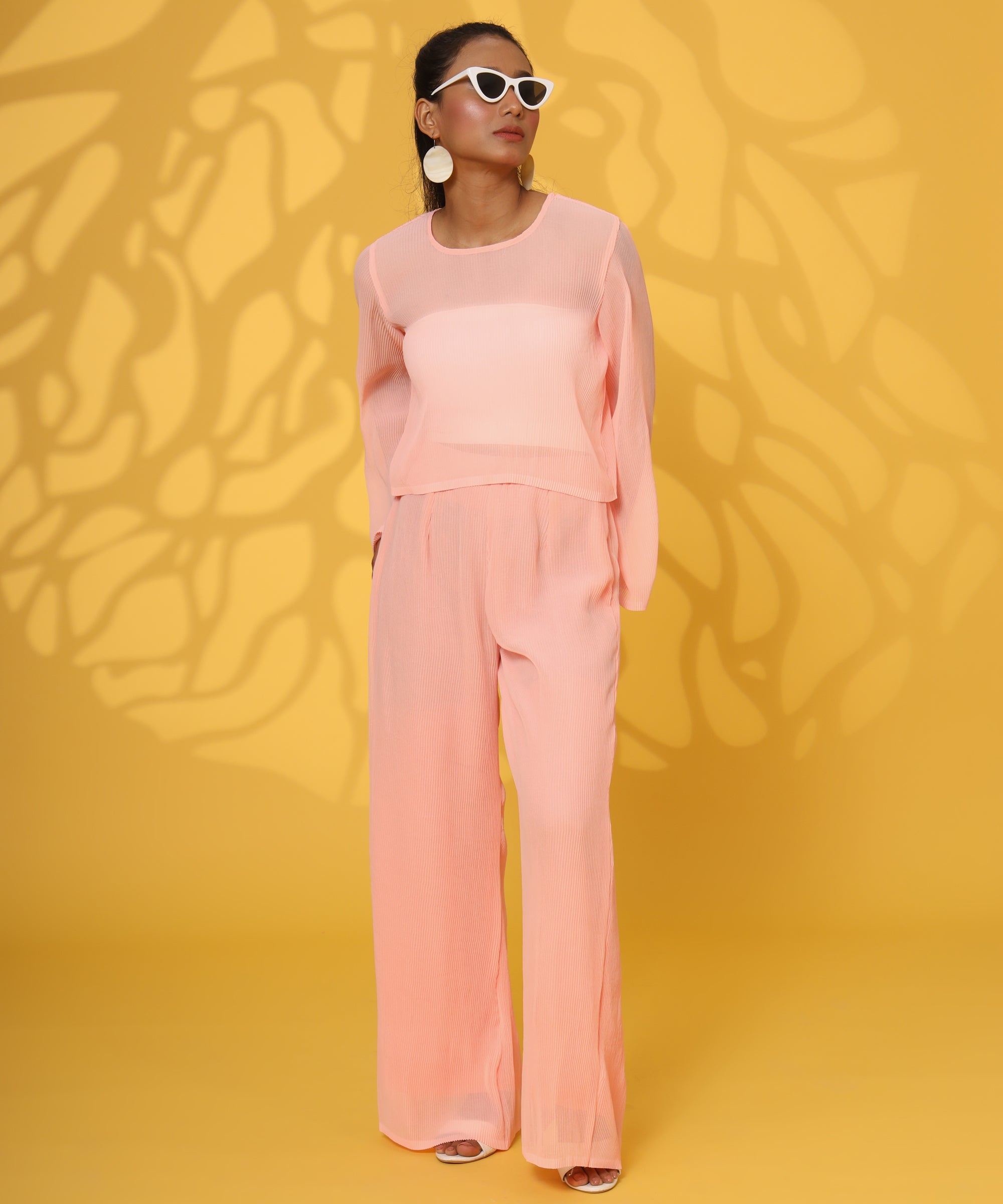 ROUND NECK PINK COORD SET FOR WOMEN