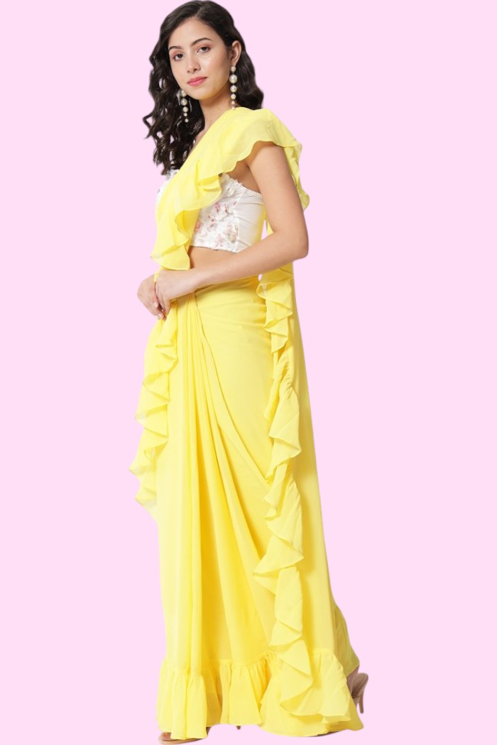 DESIGNER YELLOW SAREE FOR WOMEN