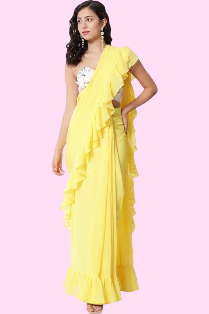 DESIGNER YELLOW SAREE FOR WOMEN