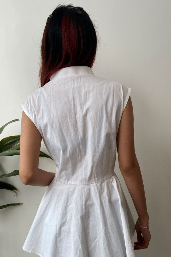 Regular Fit White Sleeveless Shirt for Women