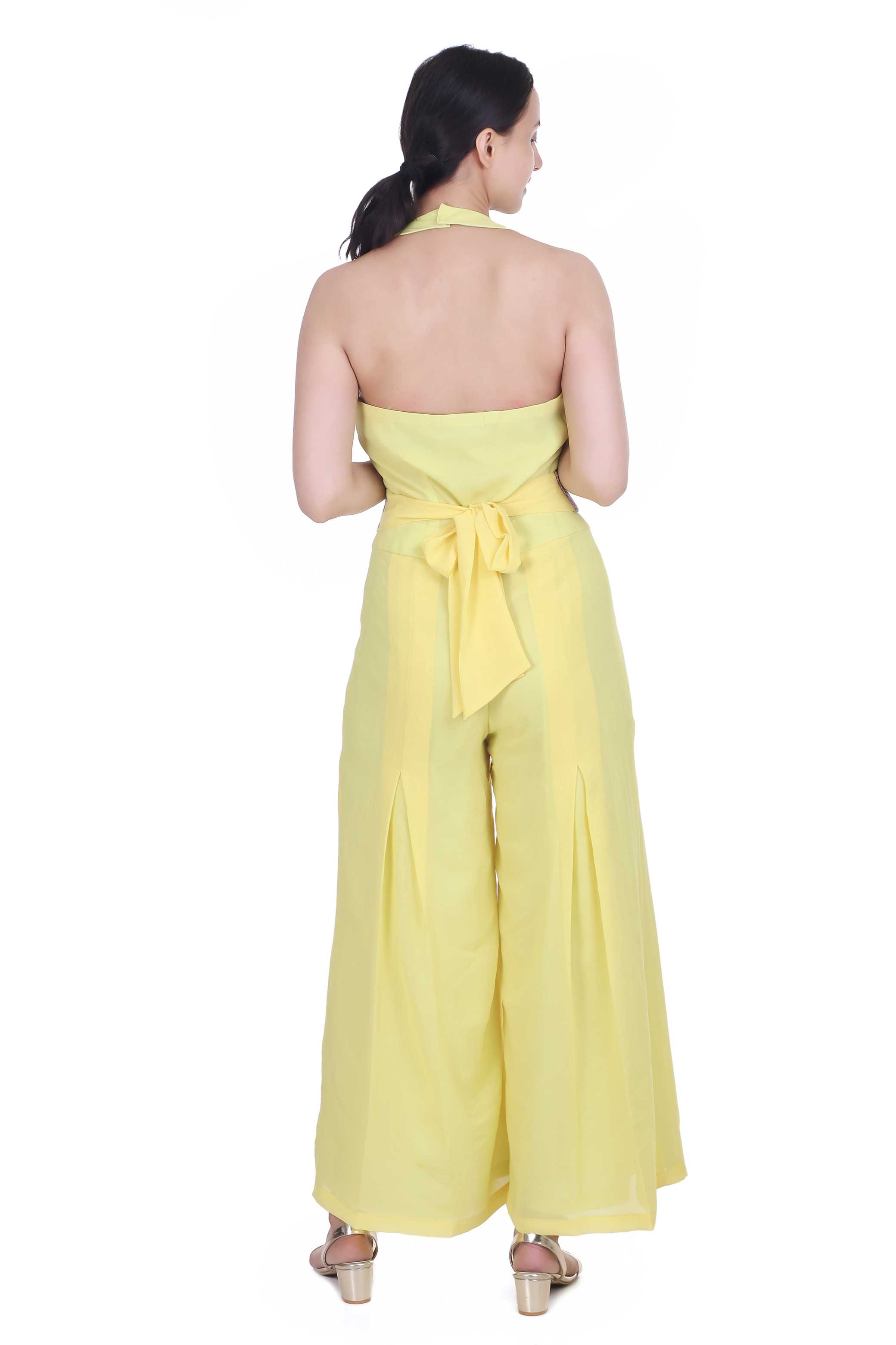 YELLOW SLEEVELESS JUMPSUIT FOR WOMEN