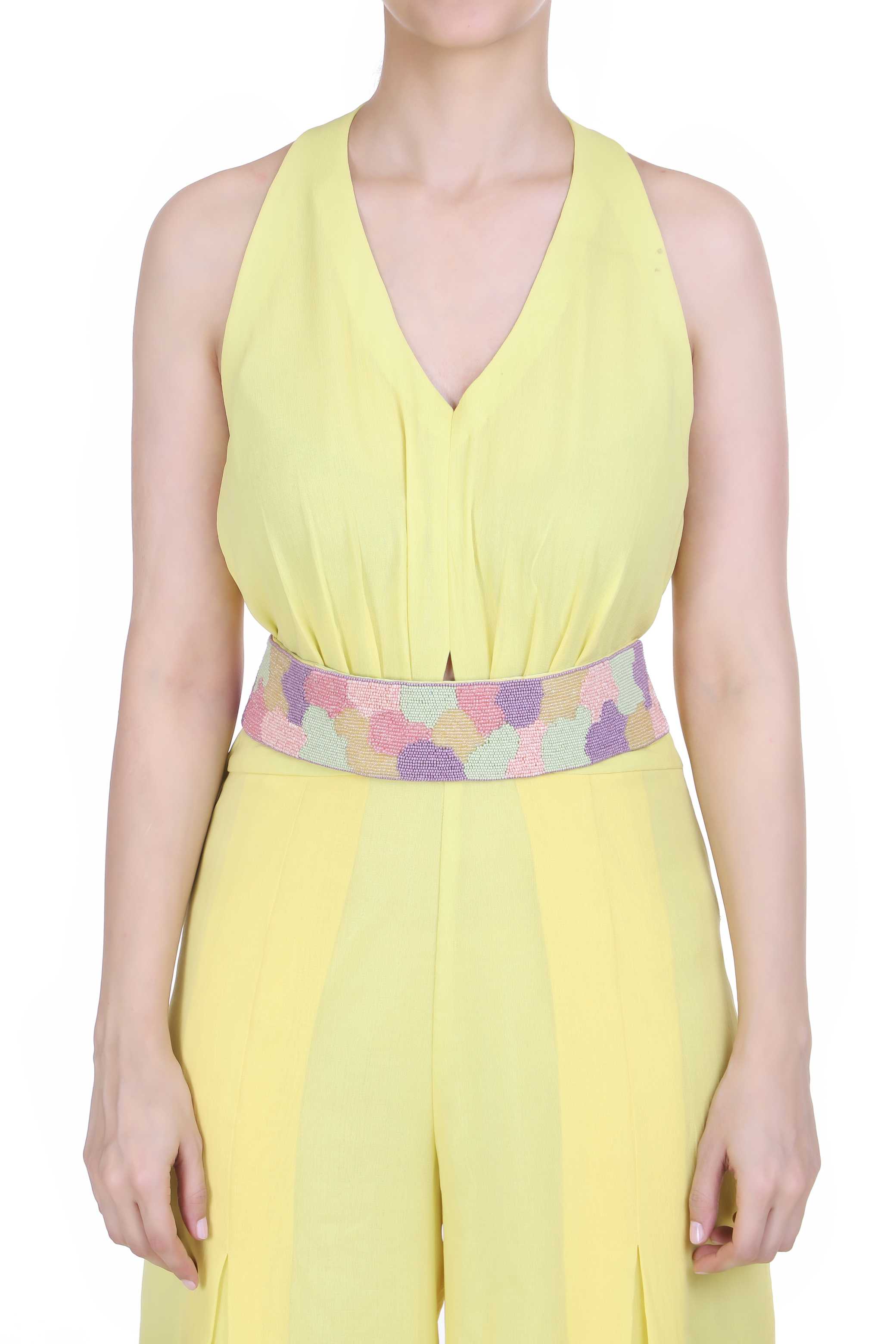 YELLOW SLEEVELESS JUMPSUIT FOR WOMEN