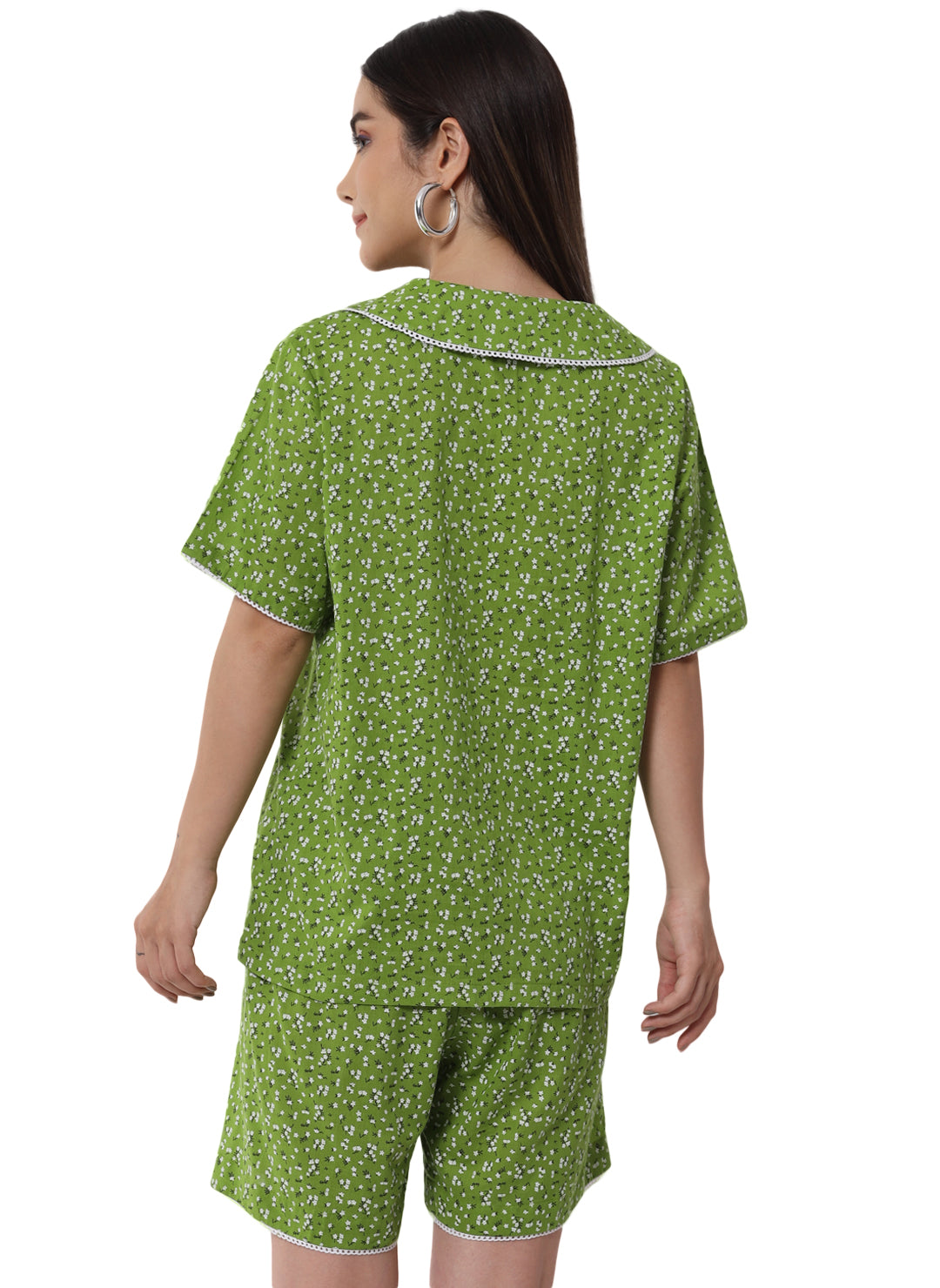 PRINTED GREEN HALF SLEEVES NIGHT SUIT FOR WOMEN